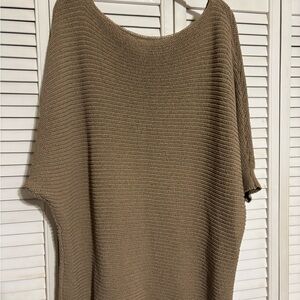 Tan Oversized Shrug with Ribbed Knit Texture